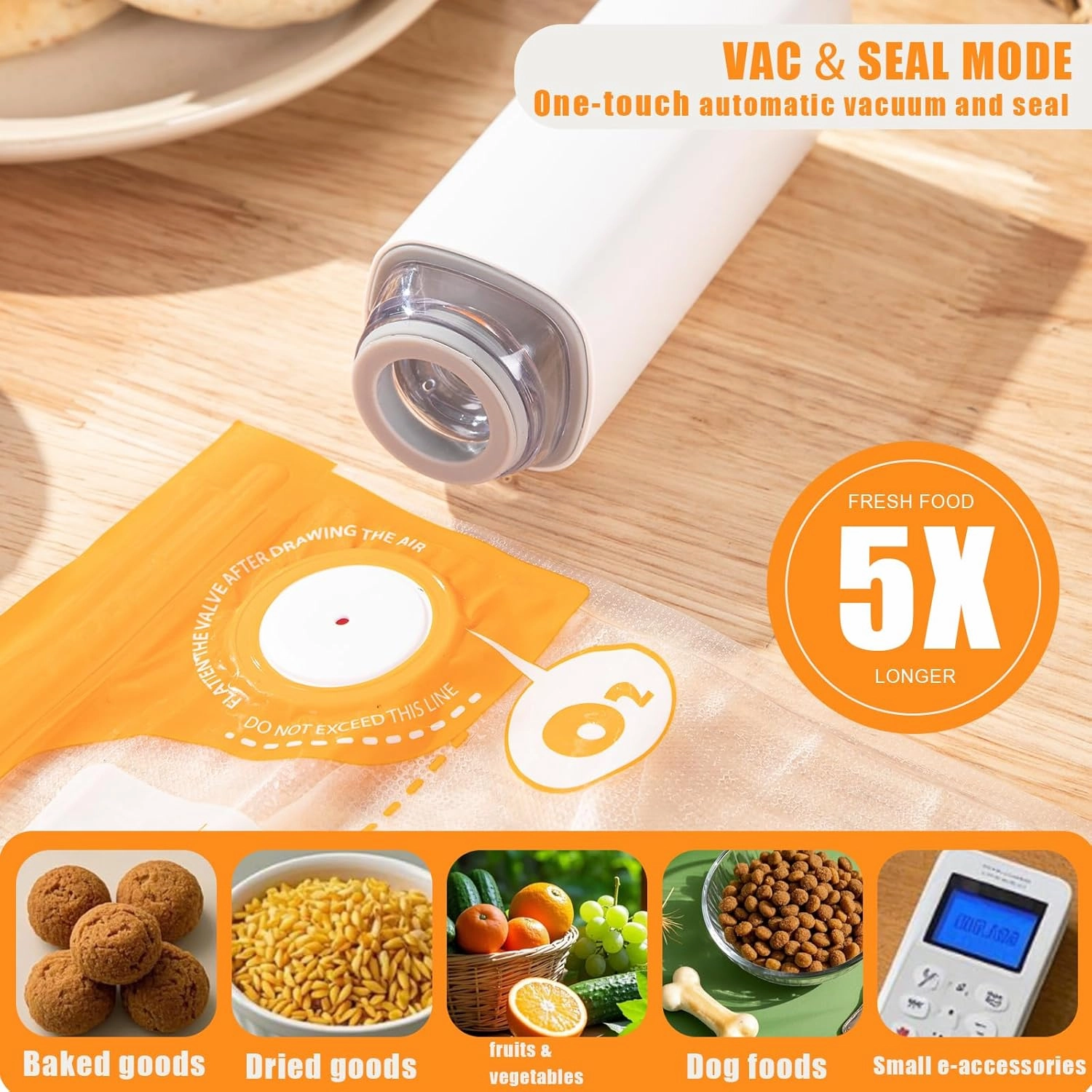 Sous Vide Bags Reusable, BPA Free Food Vacuum Sealer Bag, Vacuum Zipper Bag, 20pcs food storage bags & 4 Seal Clips (8x 12 Inch) Portable Vacuum Sealer Set for Travel, Fresh&Save Meal Prep
