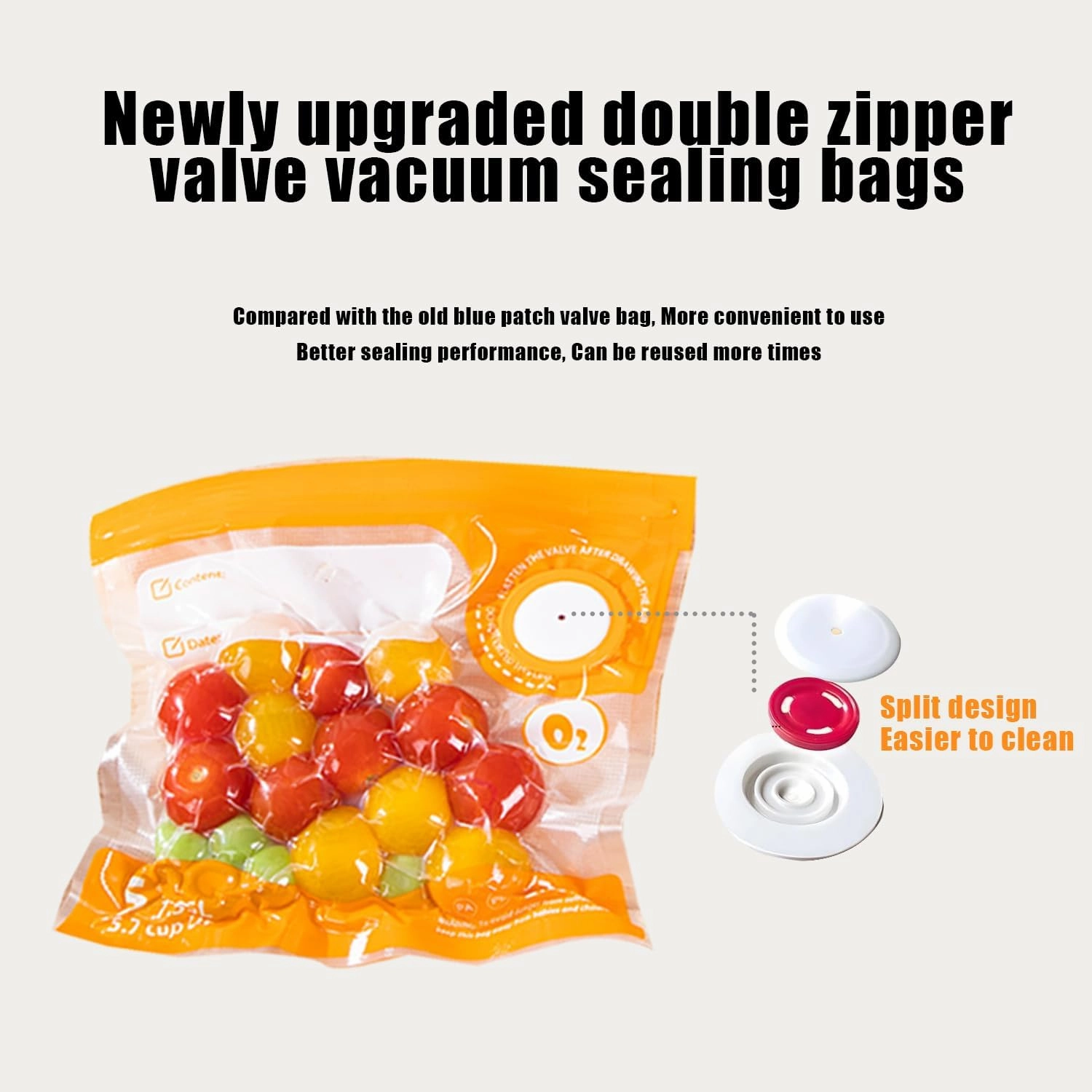 Sous Vide Bags Reusable, BPA Free Food Vacuum Sealer Bag, Vacuum Zipper Bag, 20pcs food storage bags & 4 Seal Clips (8x 12 Inch) Portable Vacuum Sealer Set for Travel, Fresh&Save Meal Prep