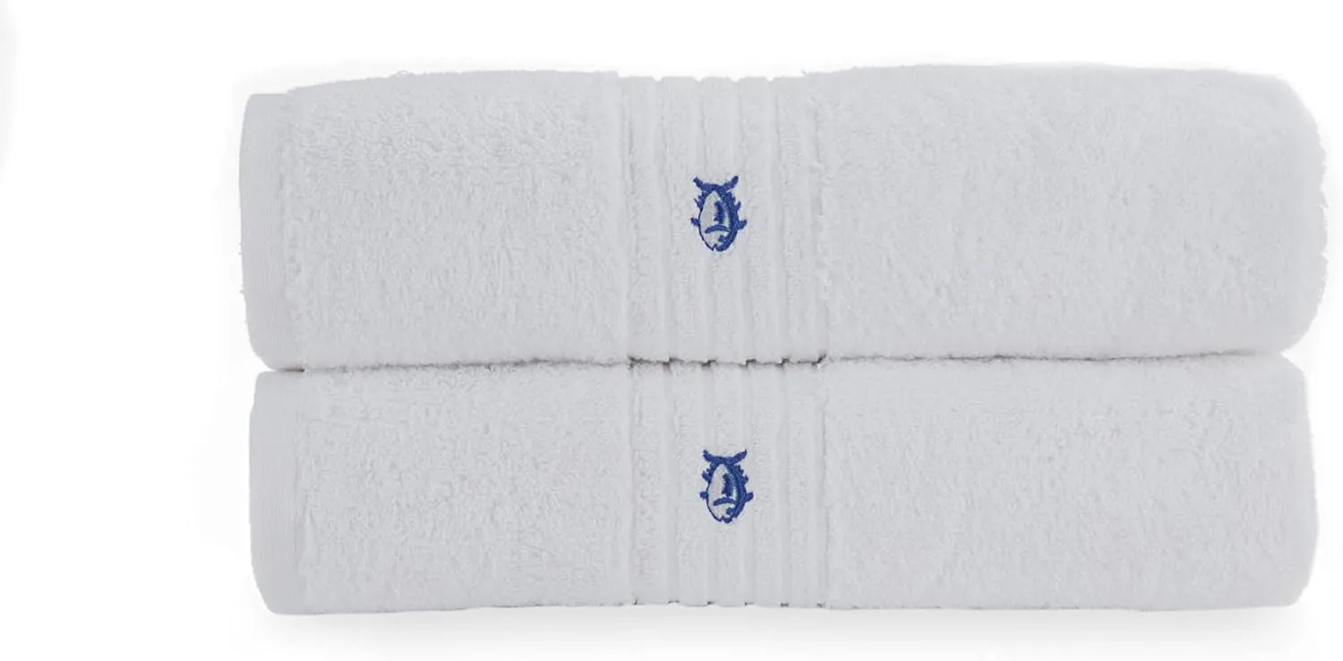 Southern Tide Home Tide Performance 5.0 Cotton Bath Towel Collection (Colors Vary), White 2-Piece Bath