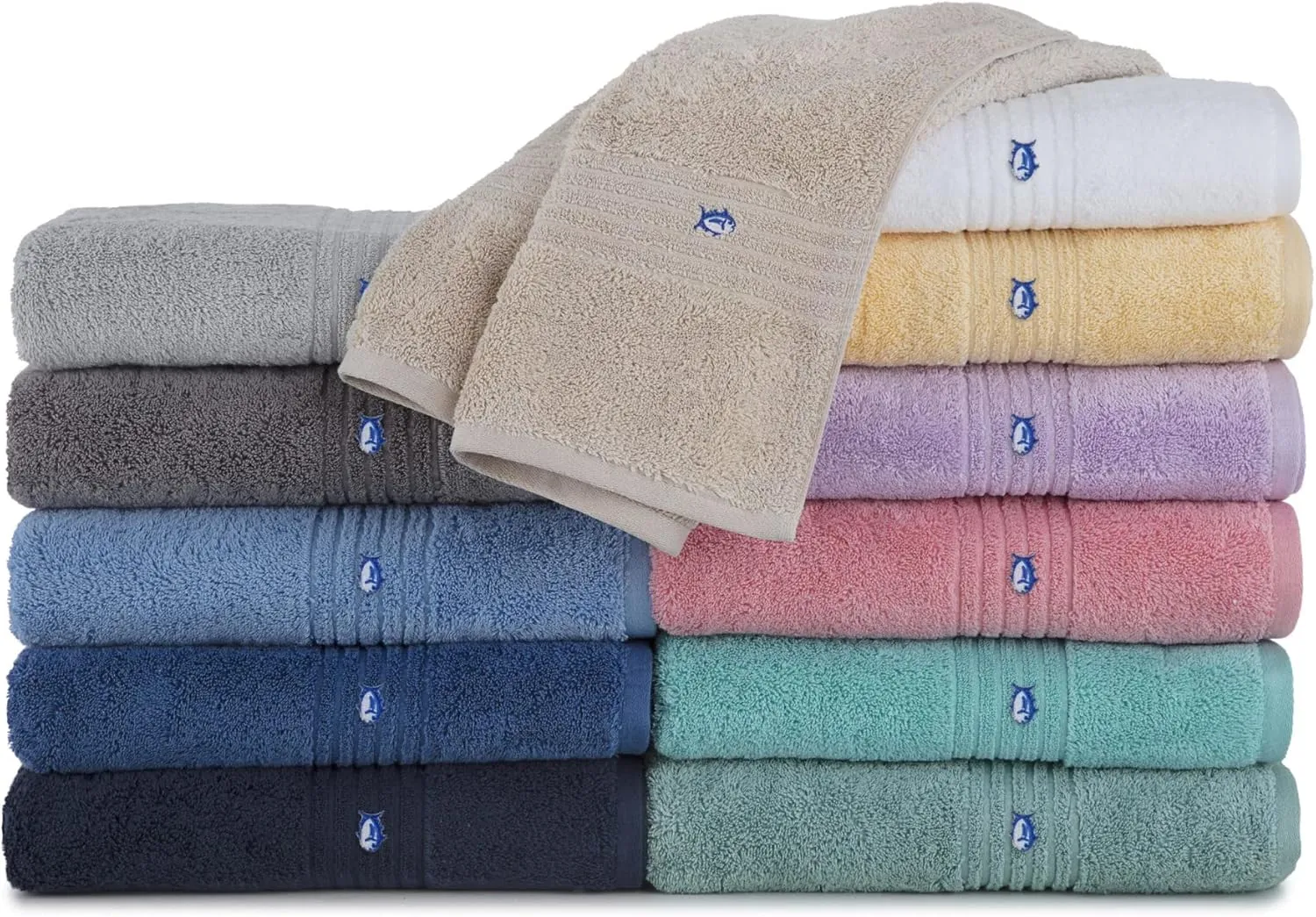 Southern Tide Home Tide Performance 5.0 Cotton Bath Towel Collection (Colors Vary), White 2-Piece Bath