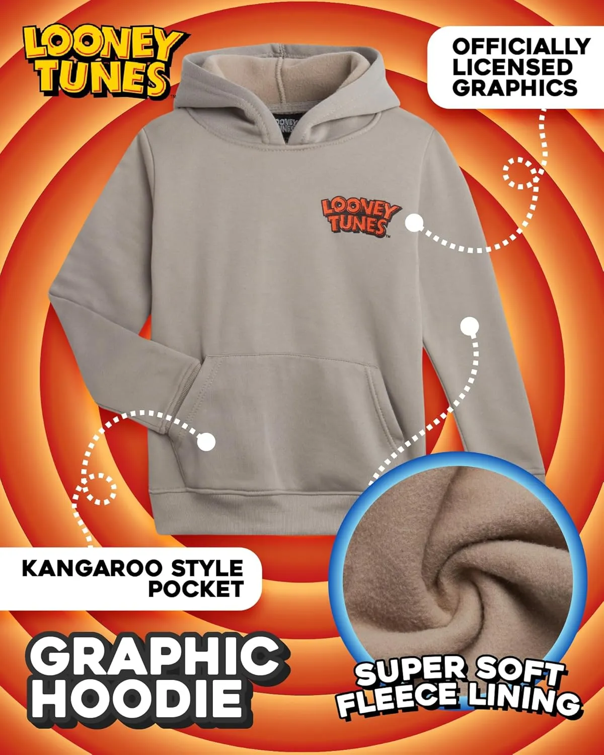 Southpole Boys Graphic Hoodie - Looney Tunes Bugs Bunny Tom and Jerry Pullover Hooded Sweatshirts for Boys (Sizes: 8-20)