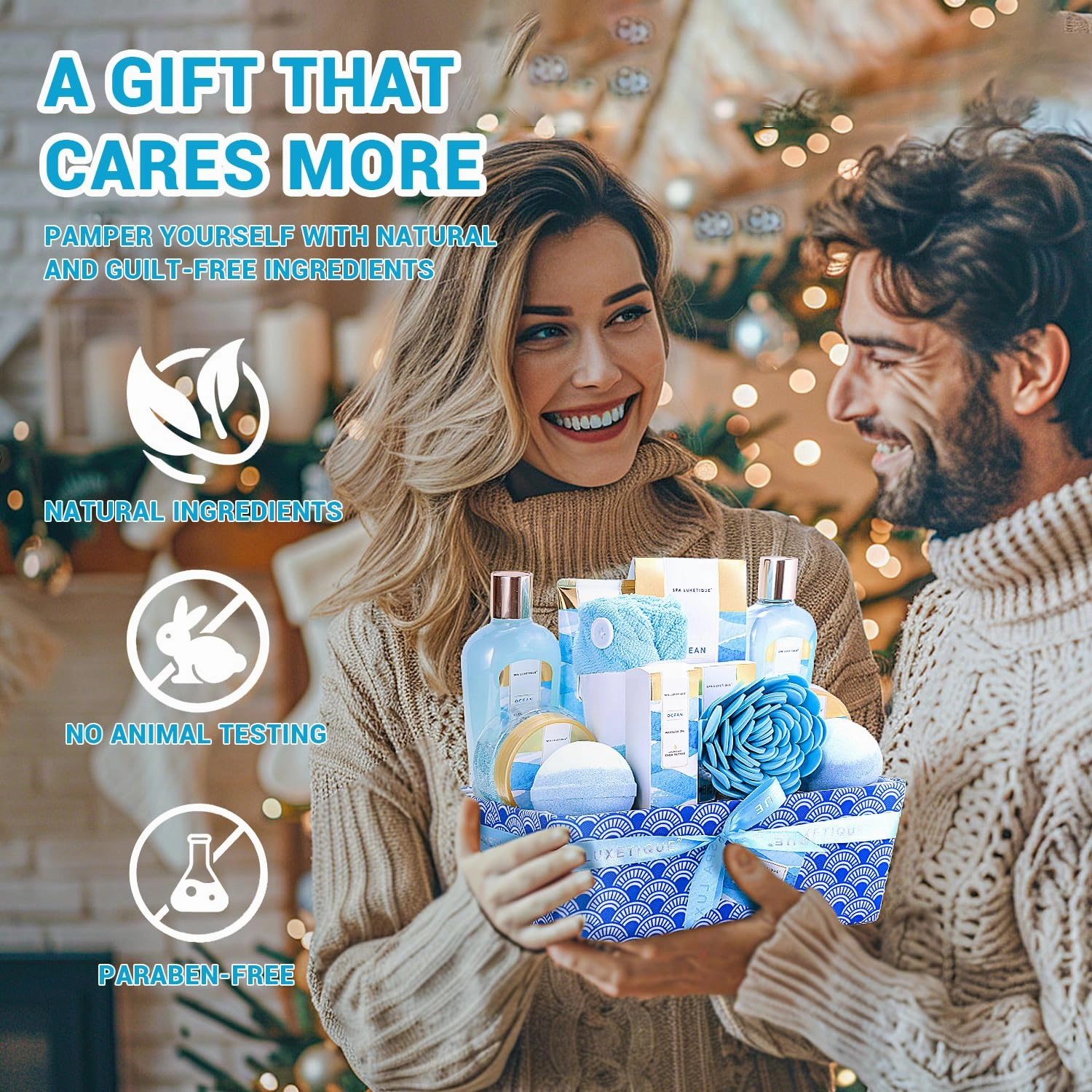 Spa Gift Basket for Women, Spa Luxetique Bath Gift Set - 12 Pcs Ocean Scented Home Bath Kit, Includes Bath Bombs, Body Scrub, Bubble Bath, Body Lotion & More, Spa Set for Women Gift