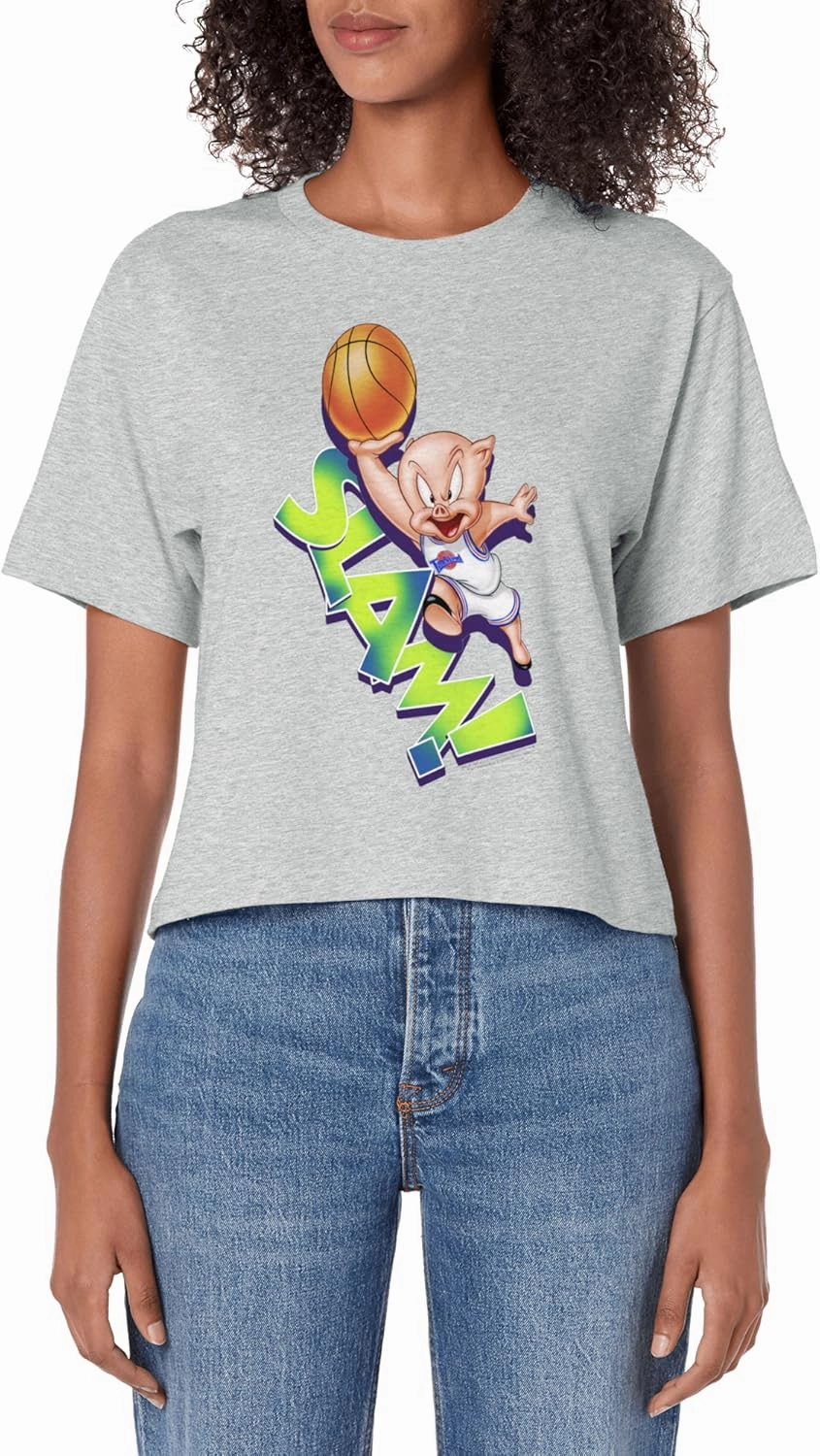 Space Jam Classic Porky Pig Slam Dunk Women's Crop Top