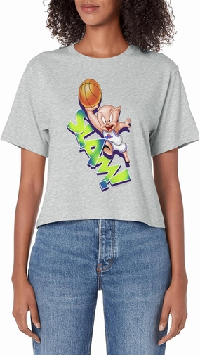 Space Jam Classic Porky Pig Slam Dunk Women's Crop Top