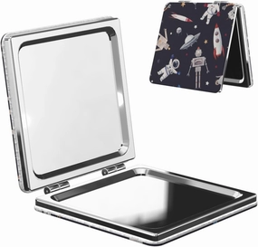 Space Robot Astronaut Women Small Makeup Mirror Portable Pocket Cosmetic Mirror for Travel