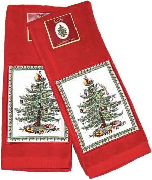 Spode Christmas Tree Kitchen Towel - Set of 2 (Red Tree)