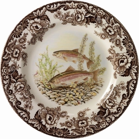 Spode Woodland Dinner Plate, Rainbow Trout Fish | 10.5 Inch | Hunting Cabin, Lodge, Fishing and Cottage Décor | Made in England from Fine Earthenware | Microwave and Dishwasher Safe