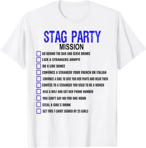 Stag Do Challenge Checklist Dares Game T-Shirt