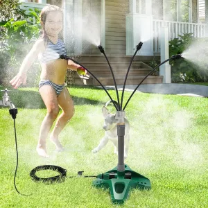 Standing Misters for Outside Patio, Upgraded 26.2FT(8M) Portable Standing Misting Cooling System Water Mist Playing Outdoor Garden Watering Stand Spray Mister Cooler for Tanning Pool BBQ Party