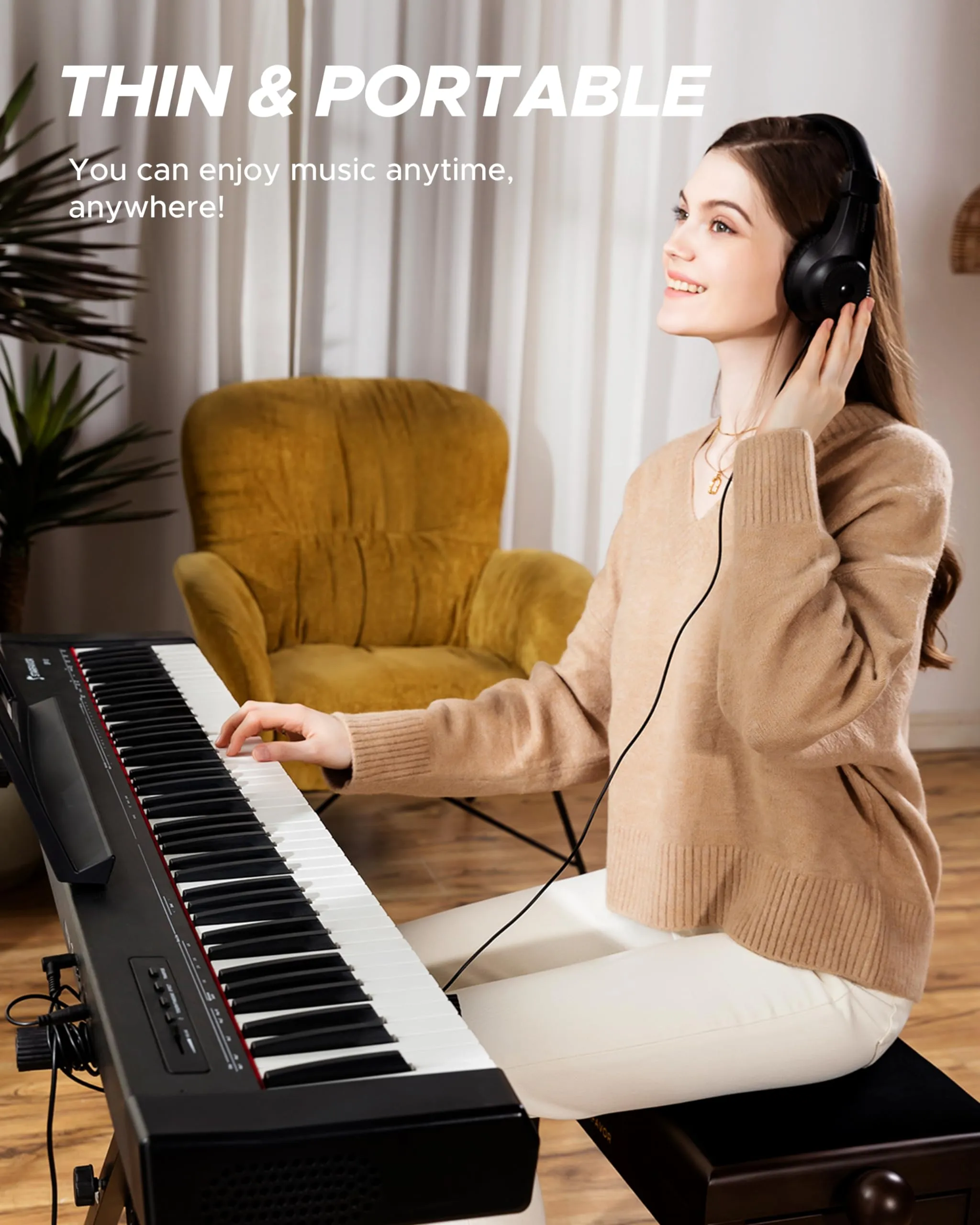 Starfavor 88 Key Full Size Digital Piano, Electric Keyboard Set with Semi-Weighted Keys, Smart Voice Sampling, Recording/MIDI/USB, Dual 20W Speakers, Sustain Pedal, Power Supply, Stand