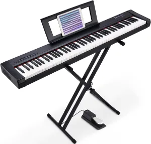 Starfavor 88 Key Full Size Digital Piano, Electric Keyboard Set with Semi-Weighted Keys, Smart Voice Sampling, Recording/MIDI/USB, Dual 20W Speakers, Sustain Pedal, Power Supply, Stand