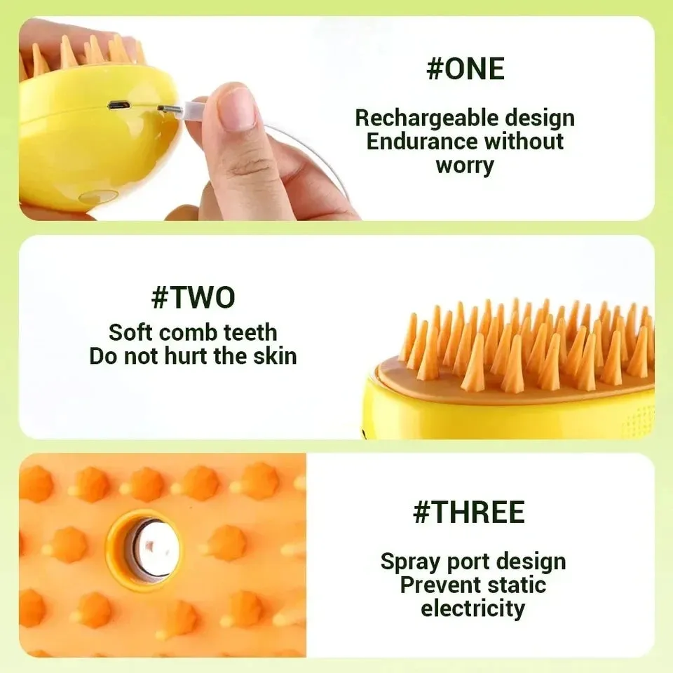 Steamy Dog Brush Electric Spray Cat Hair Brush Pet Grooming