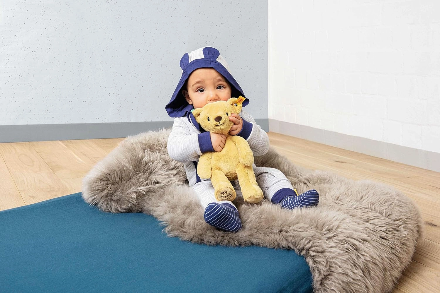 Steiff Soft Cuddly Friends My First Teddy Bear 10", Premium Stuffed Animal, Golden Blond