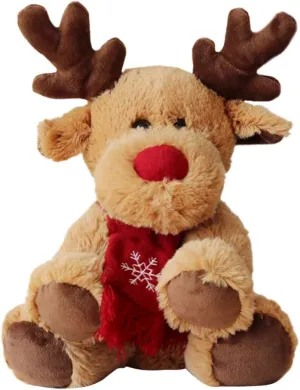 STOBOK Light Brown Plush Reindeer Stuffed Animal Toy - 11.41X9.05X5.90 Inches Christmas Elk Doll for Kids, Winter Holiday Decoration & Gift