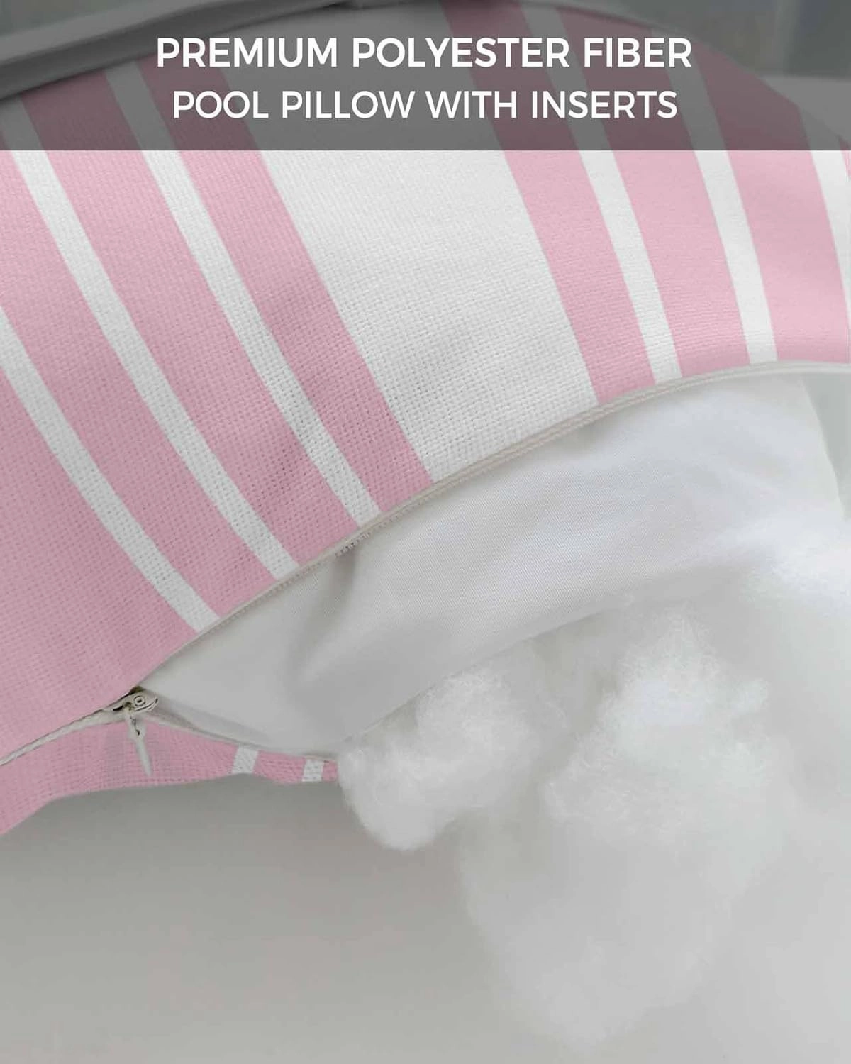 Striped Outdoor Head Resting Pillows with Insert Simple White Modern Pink Background Abstract 1 Pack Waterproof Lumbar Pillows with Adjustable Elastic Strap for Patio Chaise Beach Chair, 11”x16”