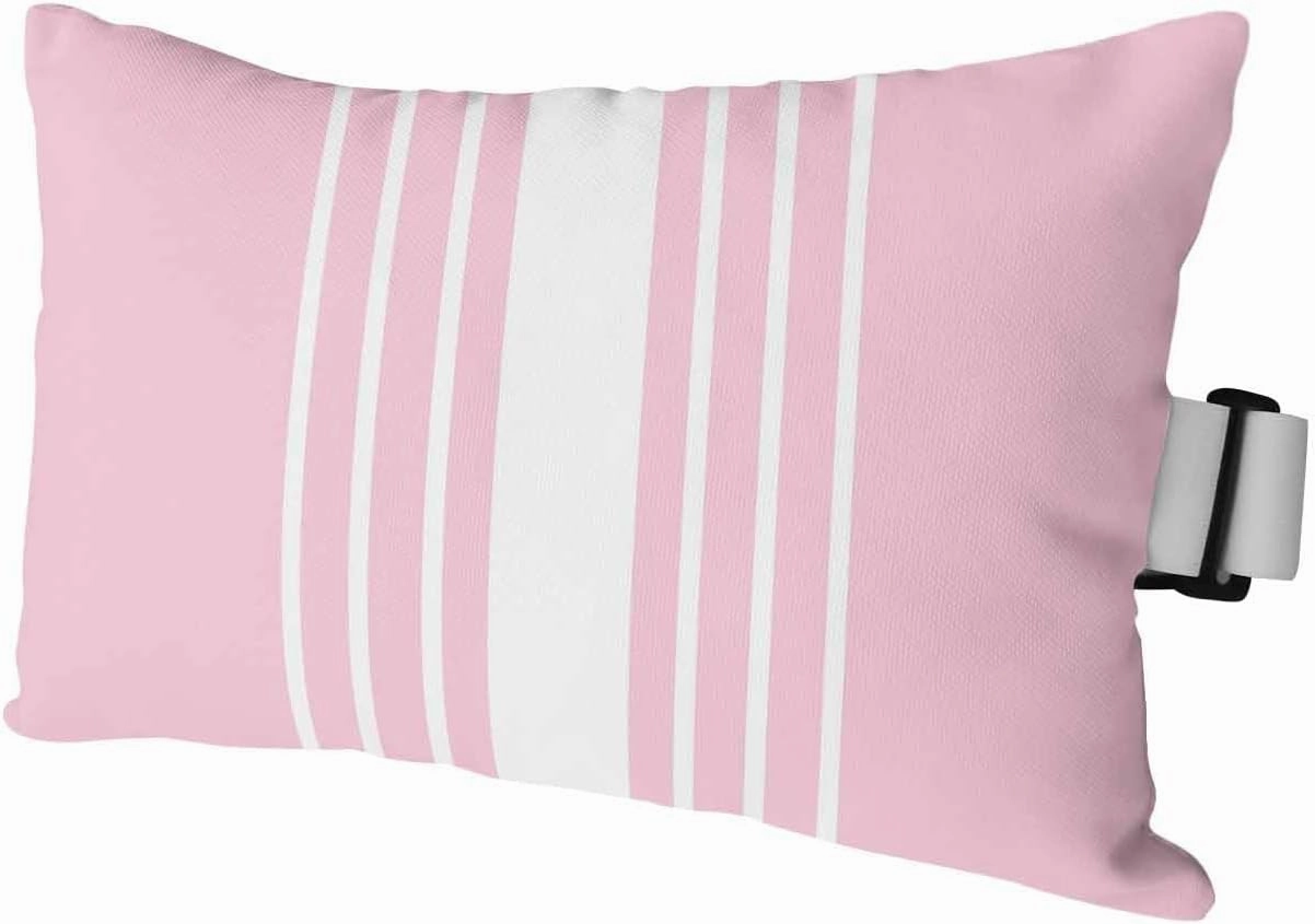 Striped Outdoor Head Resting Pillows with Insert Simple White Modern Pink Background Abstract 1 Pack Waterproof Lumbar Pillows with Adjustable Elastic Strap for Patio Chaise Beach Chair, 11”x16”