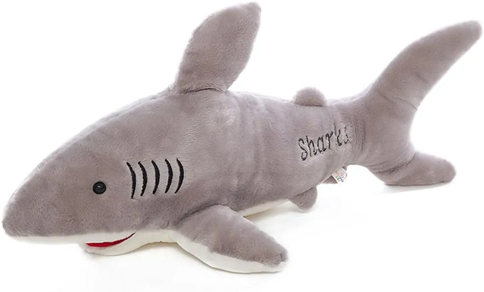 Stuffed Shark Animal Plush Toy 26 Inch Large Great White Animal Stuffed Plushies Super Soft Cute Cuddly Pillow Cushion Stuff Dolls Gift for Children Kids Boys Girls Room Decor Bedtime, 26Inches
