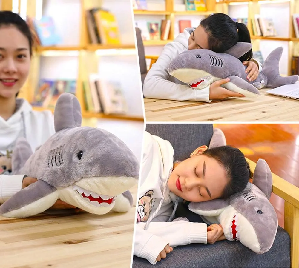 Stuffed Shark Animal Plush Toy 26 Inch Large Great White Animal Stuffed Plushies Super Soft Cute Cuddly Pillow Cushion Stuff Dolls Gift for Children Kids Boys Girls Room Decor Bedtime, 26Inches