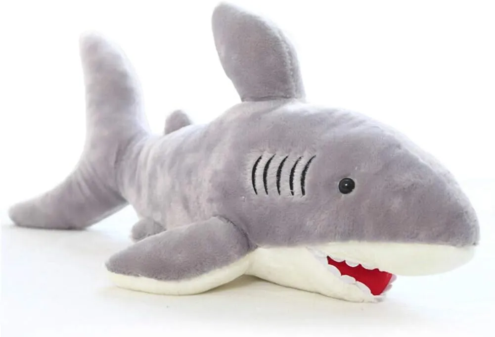 Stuffed Shark Animal Plush Toy 26 Inch Large Great White Animal Stuffed Plushies Super Soft Cute Cuddly Pillow Cushion Stuff Dolls Gift for Children Kids Boys Girls Room Decor Bedtime, 26Inches