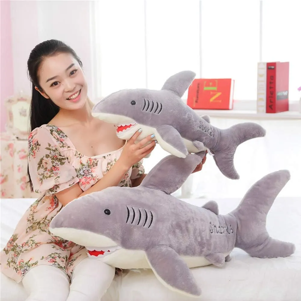 Stuffed Shark Animal Plush Toy 26 Inch Large Great White Animal Stuffed Plushies Super Soft Cute Cuddly Pillow Cushion Stuff Dolls Gift for Children Kids Boys Girls Room Decor Bedtime, 26Inches
