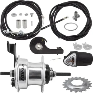 Sturmey Archer Hub Rear S/A 3SP RXRD3 Drum 36 with Trim Kit/Twist Shifter 135mm - IHC3T.XBS2.AA0.OE Shift/CBLS/Hardware