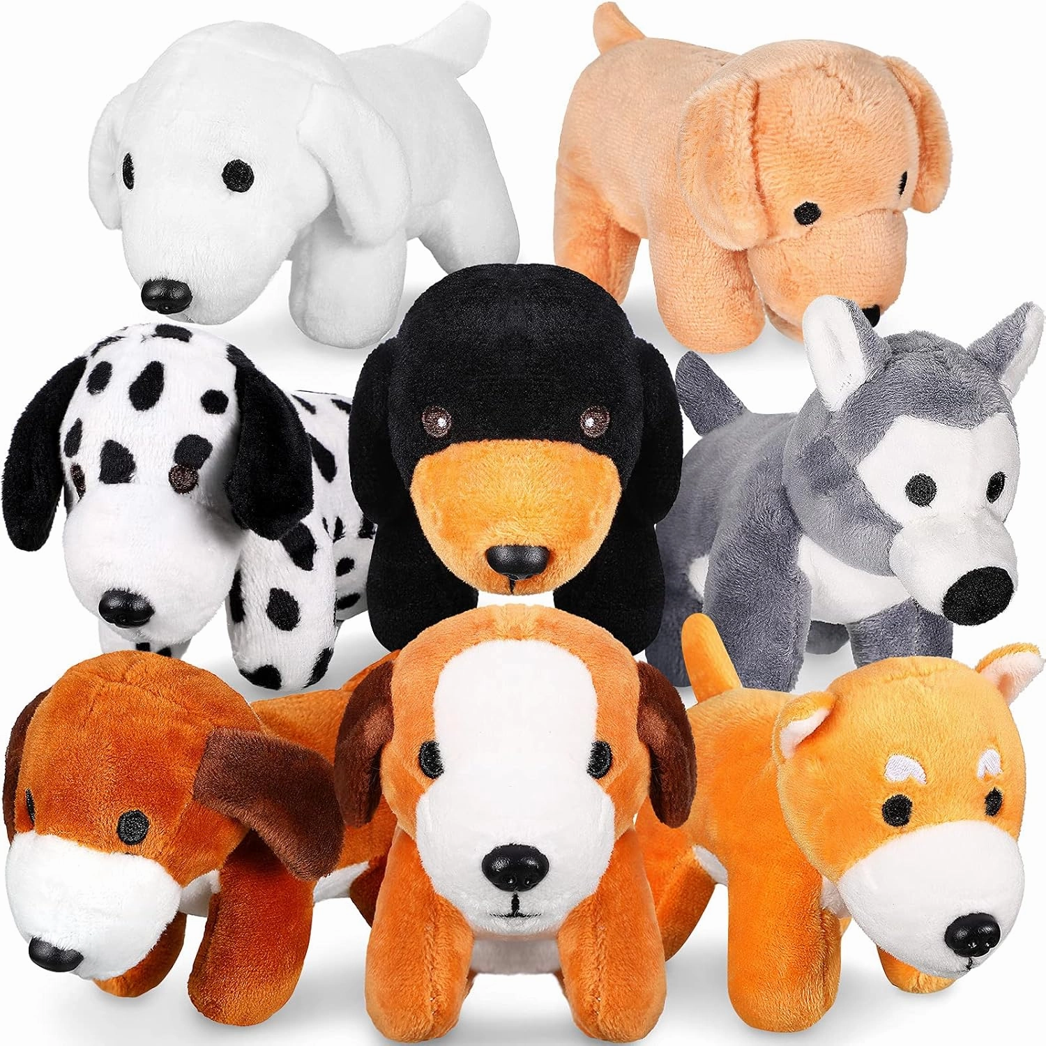 Sumind 8 Pieces Plush Dogs 5 Inch Stuffed Animals Bulk Assorted Cute Stuffed Dogs Small Animal Plush Toys for Girls Boys Graduation Valentine School Classroom Party Supplies Favors(Dog)