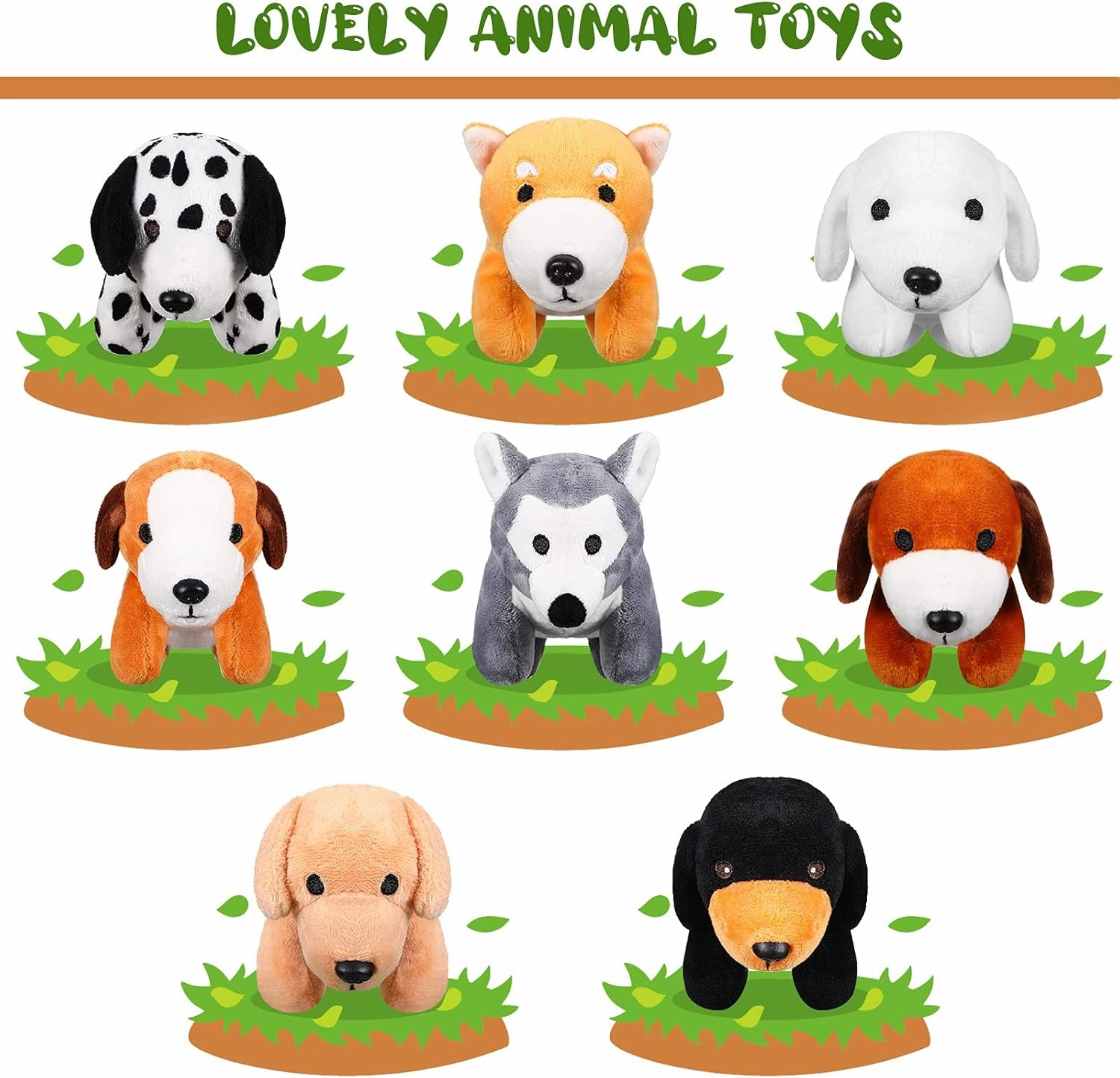 Sumind 8 Pieces Plush Dogs 5 Inch Stuffed Animals Bulk Assorted Cute Stuffed Dogs Small Animal Plush Toys for Girls Boys Graduation Valentine School Classroom Party Supplies Favors(Dog)