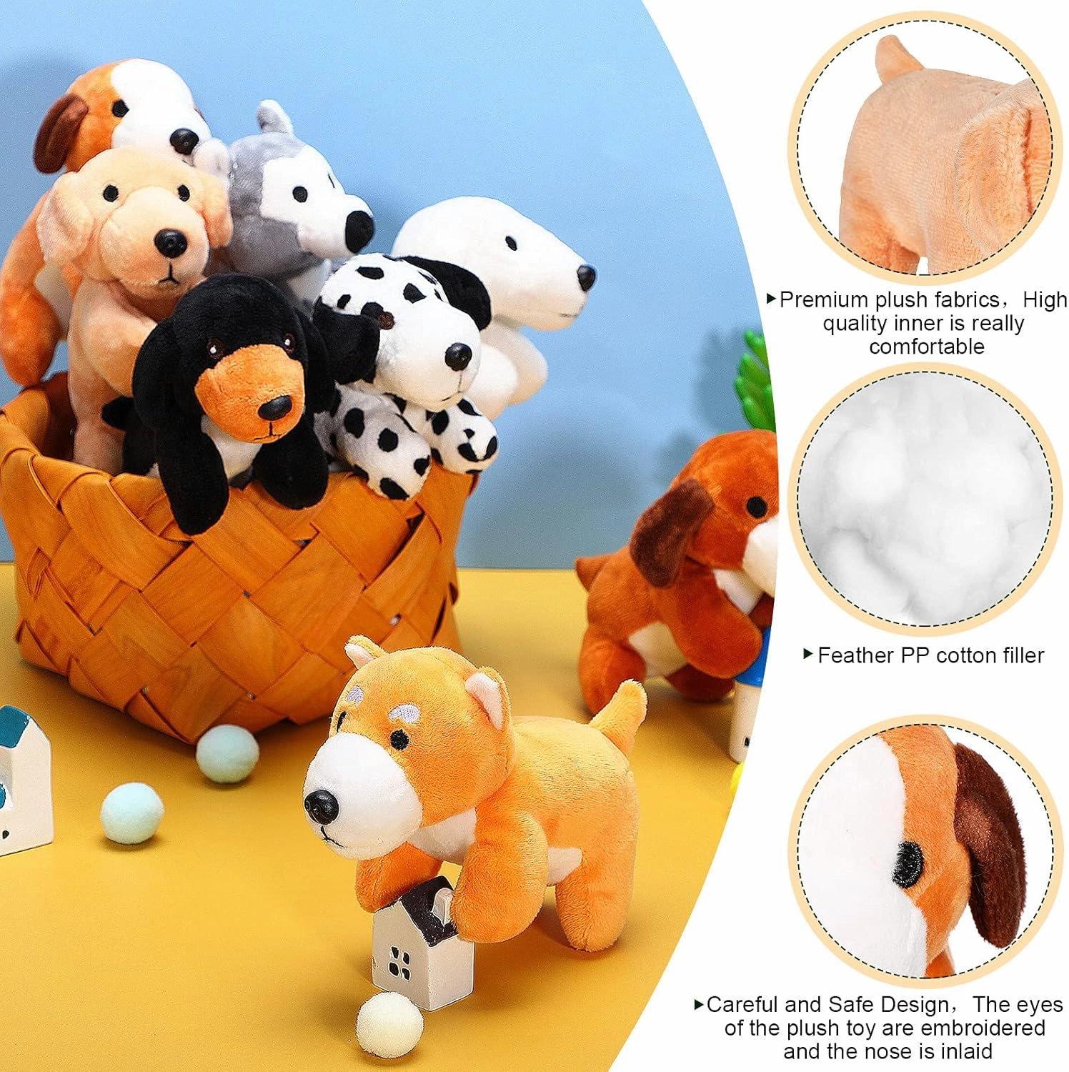 Sumind 8 Pieces Plush Dogs 5 Inch Stuffed Animals Bulk Assorted Cute Stuffed Dogs Small Animal Plush Toys for Girls Boys Graduation Valentine School Classroom Party Supplies Favors(Dog)