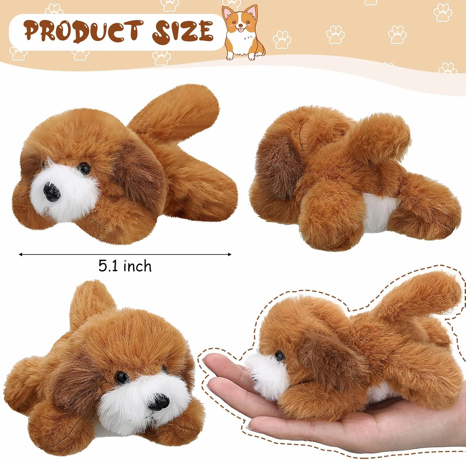 Sumind 8 Pieces Plush Dogs 5 Inch Stuffed Animals Bulk Assorted Cute Stuffed Dogs Small Animal Plush Toys for Girls Boys Graduation Valentine School Classroom Party Supplies Favors(Long Hair Dog)