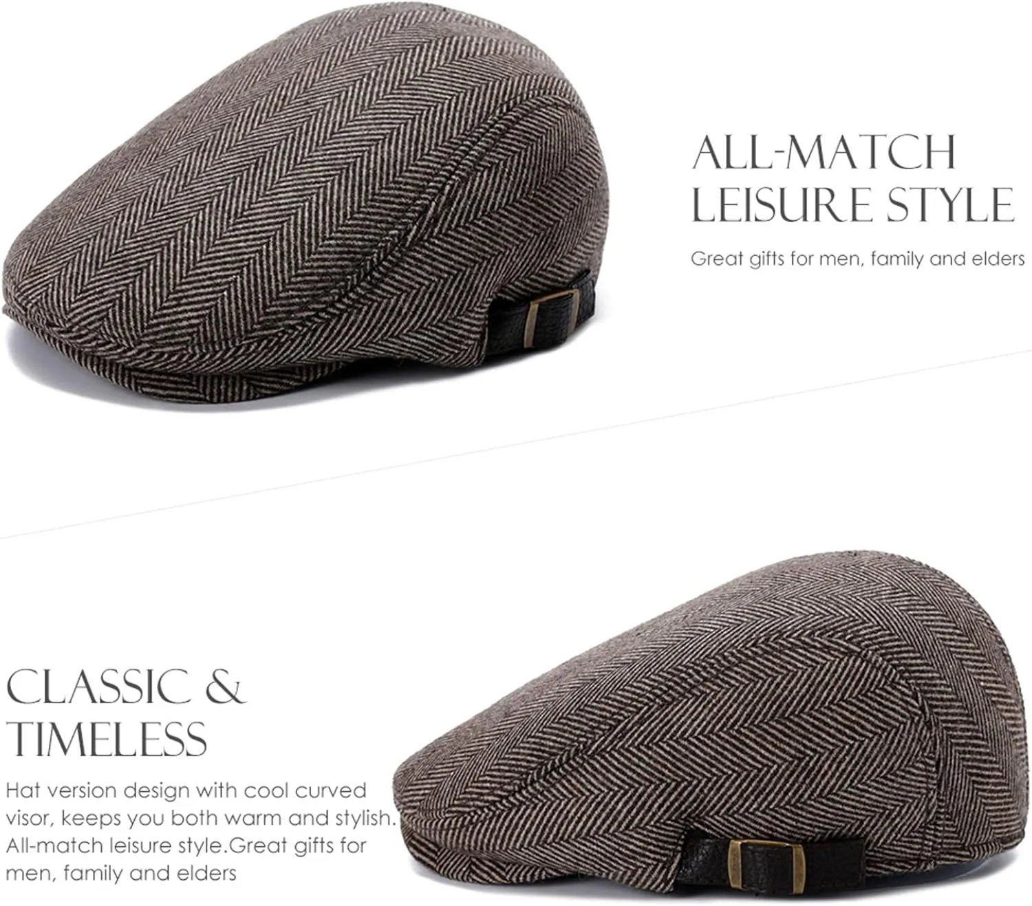 Sumolux Mens Newsboy Cap Winter Beret Hat Cabbie Flat Cap