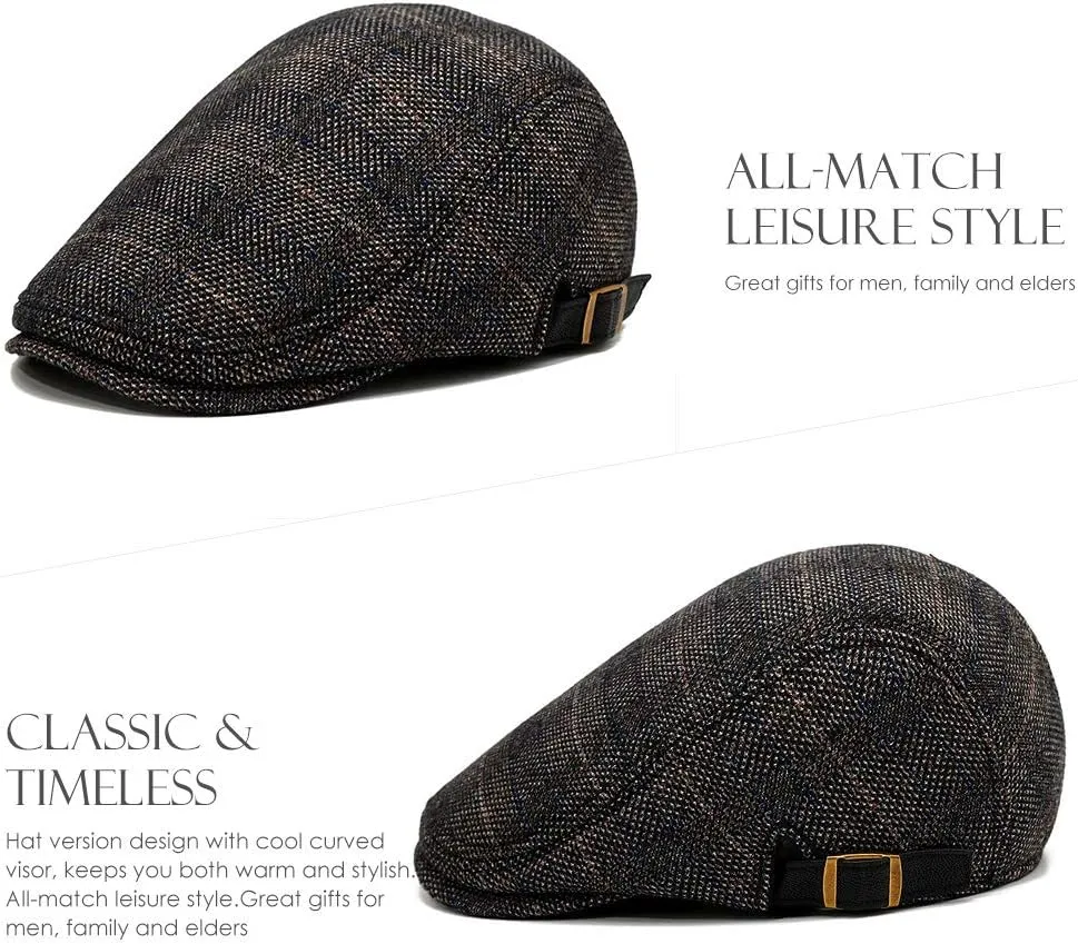 Sumolux Mens Newsboy Cap Winter Beret Hat Cabbie Flat Cap