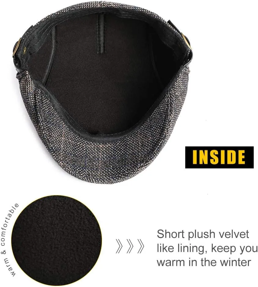 Sumolux Mens Newsboy Cap Winter Beret Hat Cabbie Flat Cap