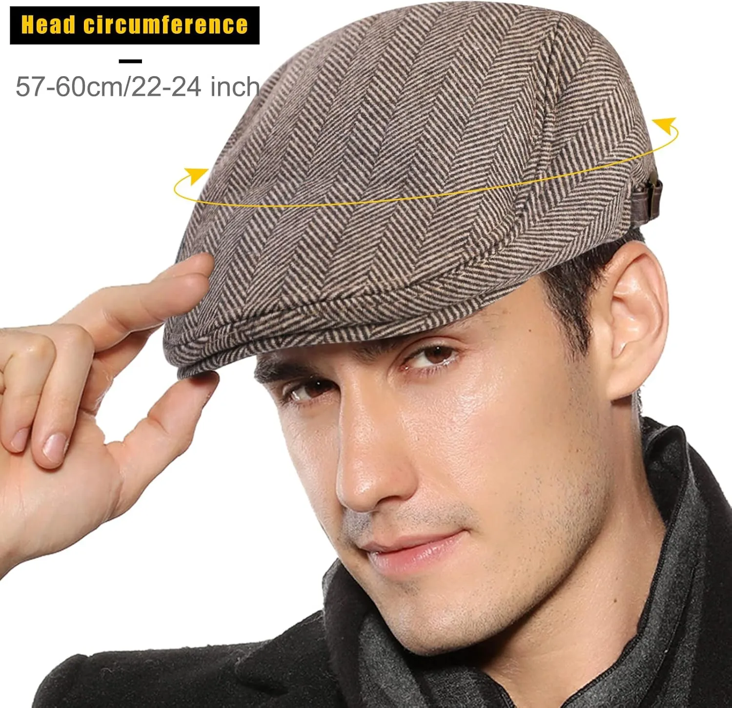 Sumolux Mens Newsboy Cap Winter Beret Hat Cabbie Flat Cap