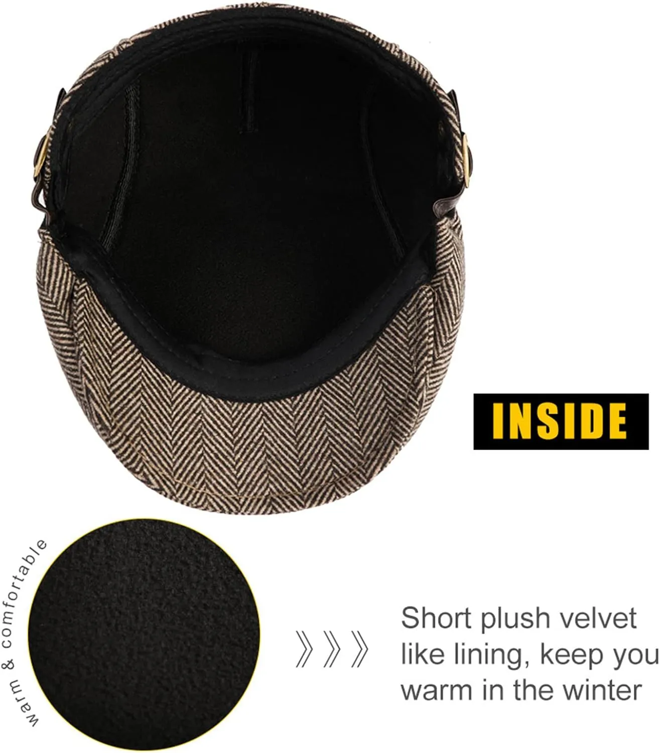 Sumolux Mens Newsboy Cap Winter Beret Hat Cabbie Flat Cap