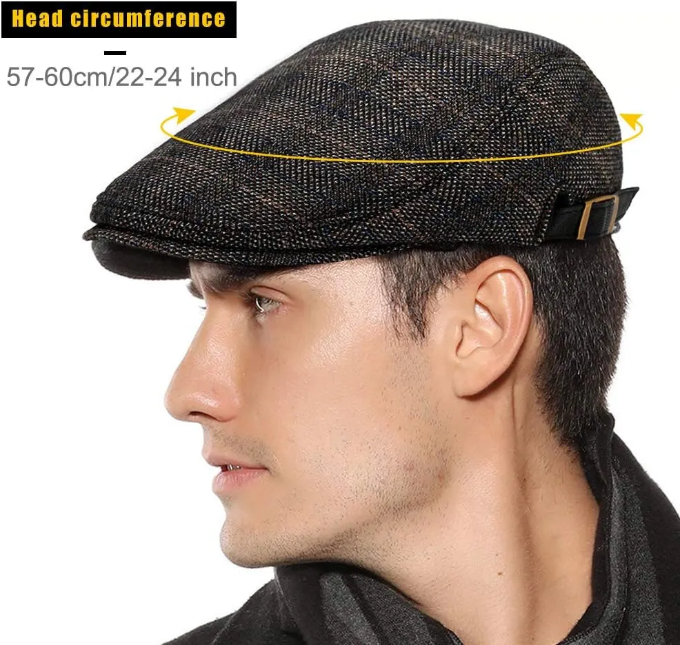 Sumolux Mens Newsboy Cap Winter Beret Hat Cabbie Flat Cap