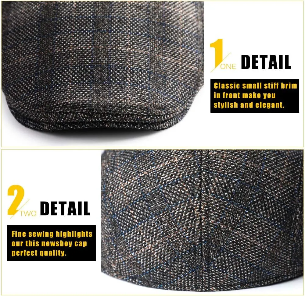 Sumolux Mens Newsboy Cap Winter Beret Hat Cabbie Flat Cap
