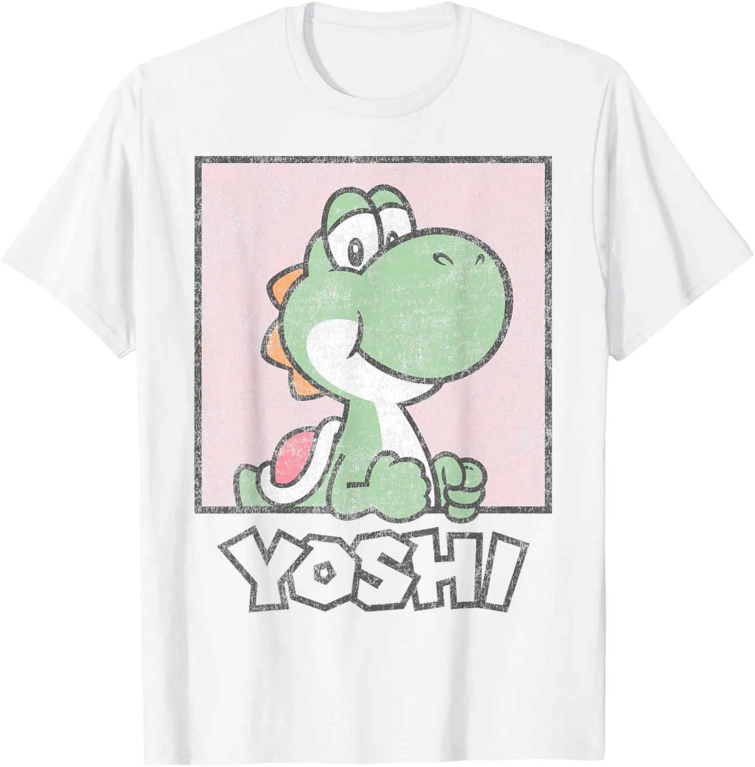 Super Mario Yoshi Simple Faded Pastel Pink Portrait T-Shirt