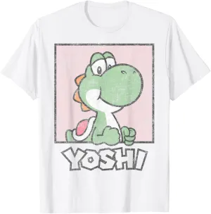 Super Mario Yoshi Simple Faded Pastel Pink Portrait T-Shirt