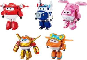 Super Wings 5-Pack, Jett, Paul, Dizzy, Golden Boy & Sunny Transforming Action Figures Toy Planes for Preschool Kids 3-5 Years
