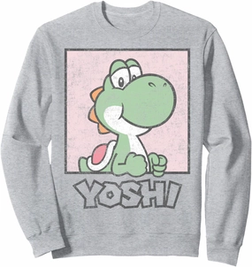 Super Mario Yoshi Simple Faded Pastel Pink Portrait Sweatshirt