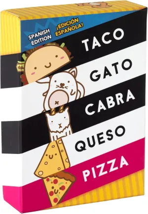 Taco Cat Goat Cheese Pizza - Spanish Edition! ¡Taco Gato Cabra Queso Pizza - Edición Española! Ages 8 , 10-15min Play time, 2-8 Players