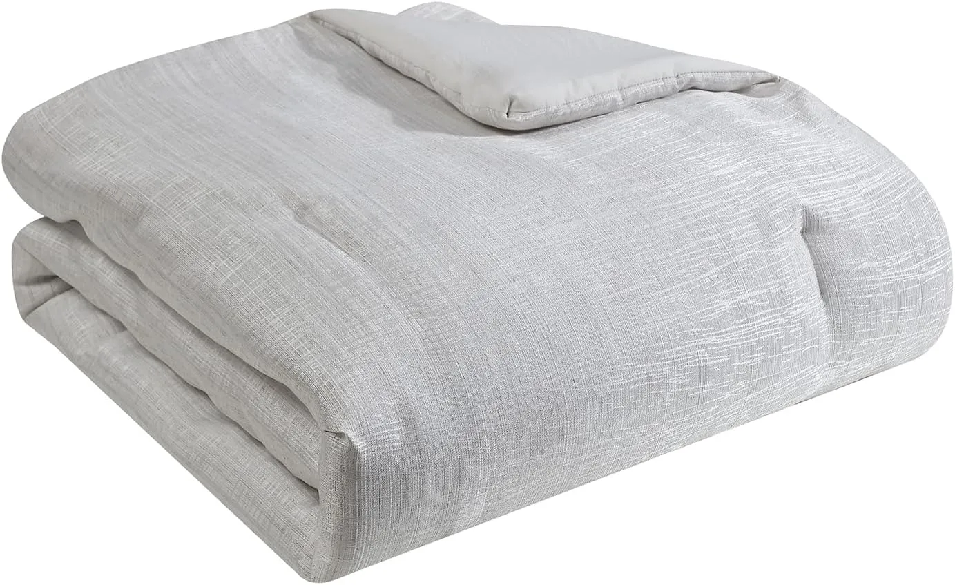 Tahari Home - King Size Comforter, 5-Piece Jacquard Bedding Set with Matching Shams & Decorative Pillows (Olivia Collection, Ivory)
