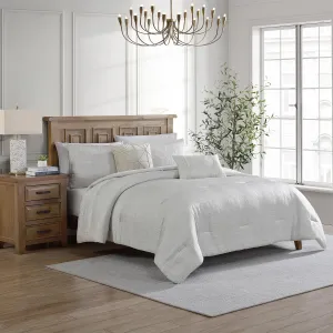 Tahari Home - King Size Comforter, 5-Piece Jacquard Bedding Set with Matching Shams & Decorative Pillows (Olivia Collection, Ivory)