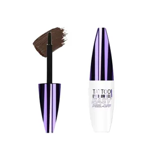 Tattoo Eyebrow Gel - Waterproof & Sweatproof 24H Wear, Easy Peel Off Formula for Smudge-Proof Brows, All-Day Makeup for All Skin Types (#01 Deep Brown)