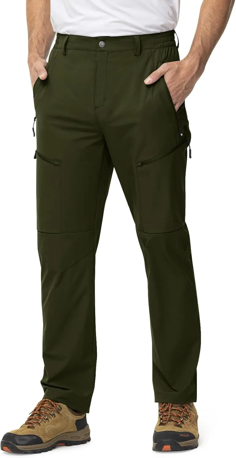 TBMPOY Men's Lightweight Hiking Travel Pants 5 Zip Pockets Stretch Quick Dry Work Pant Cargo Outdoor Camping Fishing