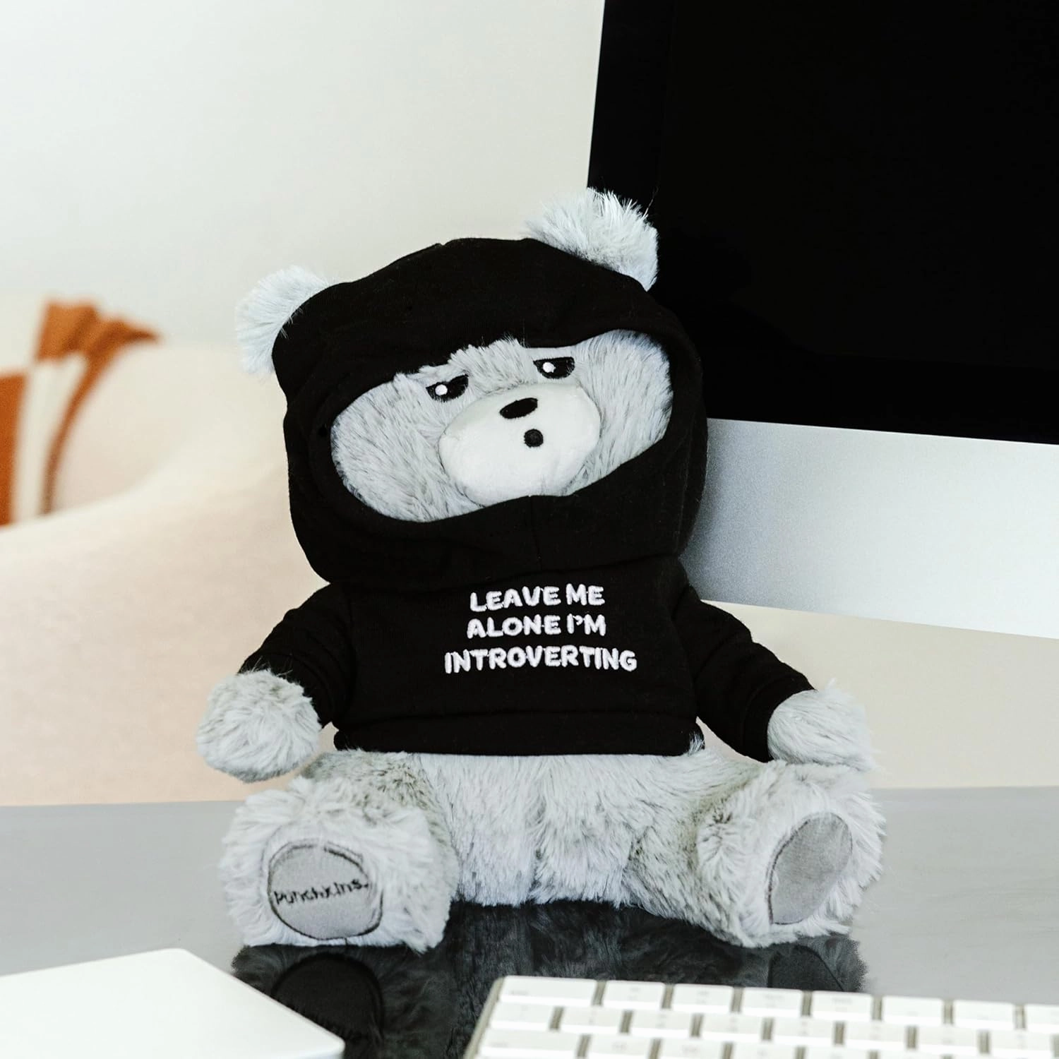 Teddy Bear Plushie - Leave Me Alone, I'm Introverting Sassy Stuffed Bear, Gift for Introverts, Teddy Bear Toy for Gifting
