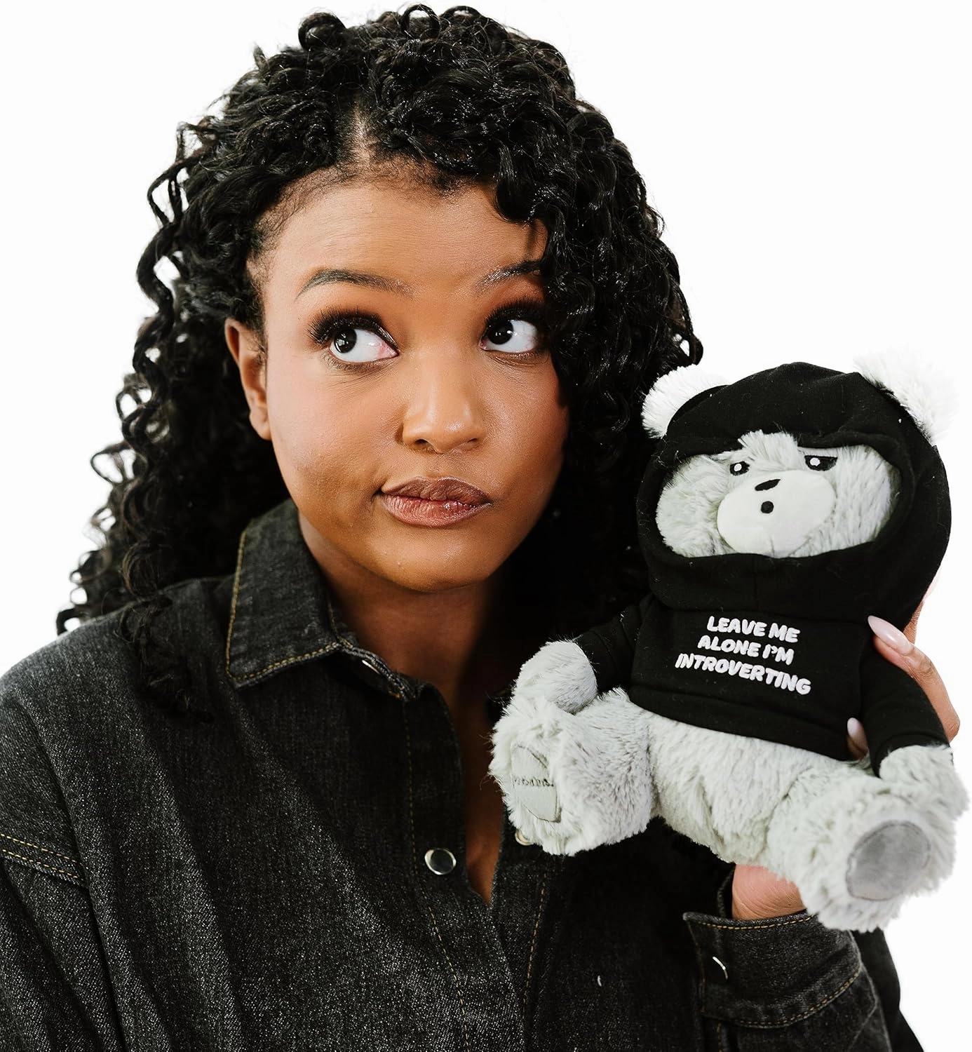 Teddy Bear Plushie - Leave Me Alone, I'm Introverting Sassy Stuffed Bear, Gift for Introverts, Teddy Bear Toy for Gifting