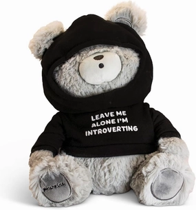 Teddy Bear Plushie - Leave Me Alone, I'm Introverting Sassy Stuffed Bear, Gift for Introverts, Teddy Bear Toy for Gifting