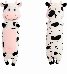 TEFU Lovely Creative Milk Cow Plush Pillow Toys Soft Stuffed Cartoon Animal Cattle Doll Bedroom Sleeping Pillow Cushion,Gifts for Friends Kids (120cm/47.2in)