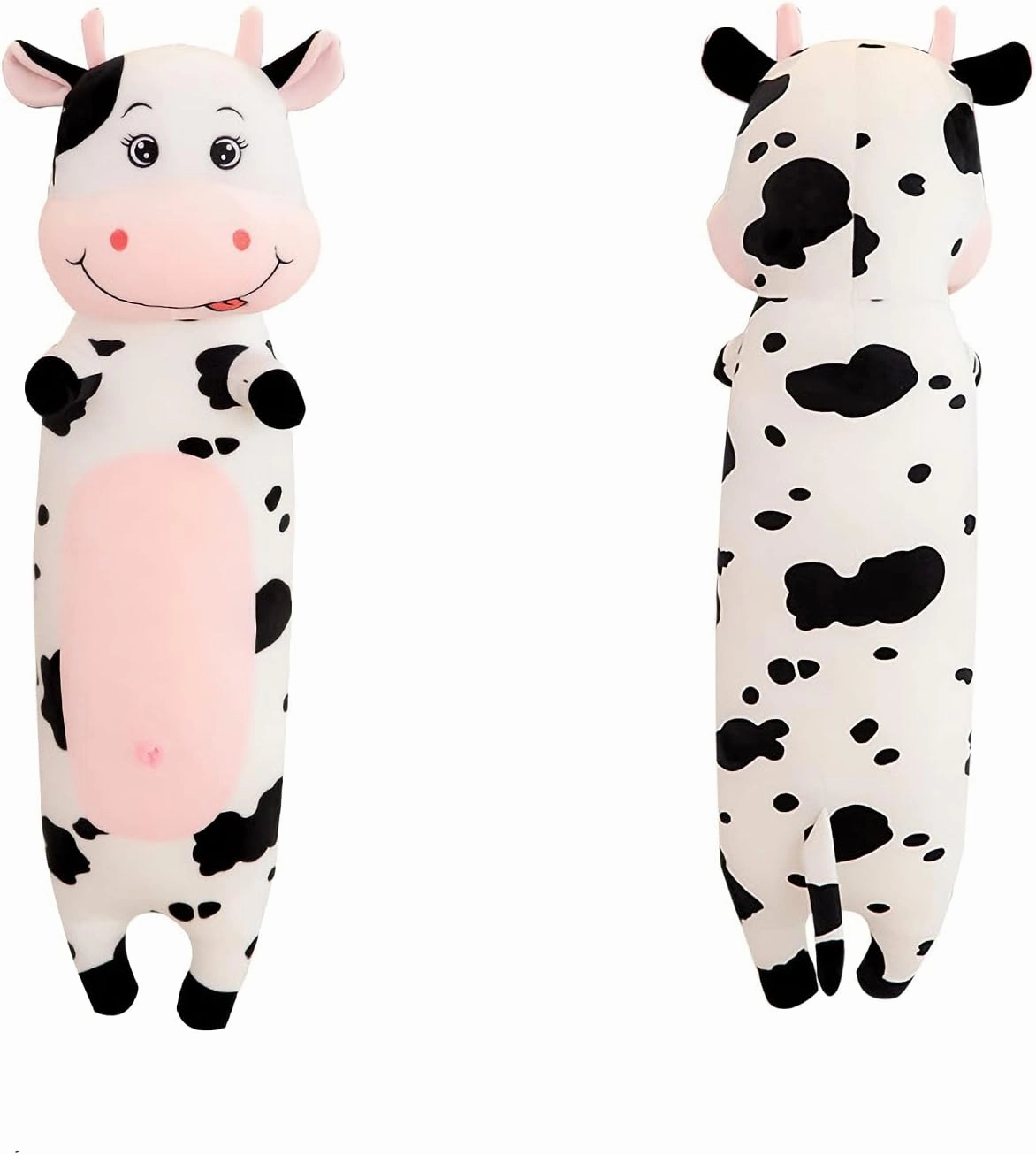 TEFU Lovely Creative Milk Cow Plush Pillow Toys Soft Stuffed Cartoon Animal Cattle Doll Bedroom Sleeping Pillow Cushion,Gifts for Friends Kids (120cm/47.2in)